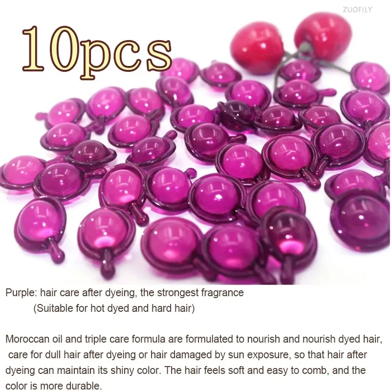 Morocco Hair Care Essential Oil Capsules Anti-frizz Hair Mask Soft - Purple 1Ml