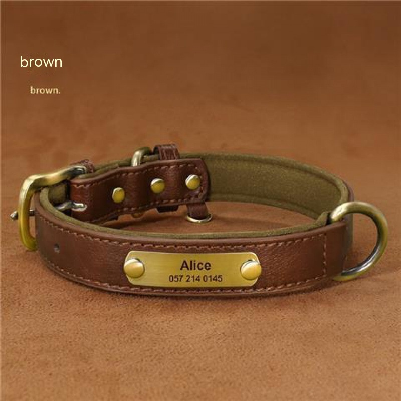 Dog Collar Engraved With Lettering To Prevent Loss Of Neck Collar Brown - Shop at LoveMi