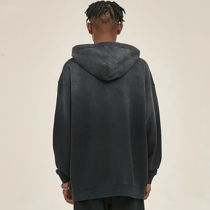 Monkey Wash Gradient Washing Digital Printing Men's Sweater Loose Hoodie