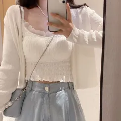 Women's Fashion Slimming Top High-waisted Suit - White Vest - View 1