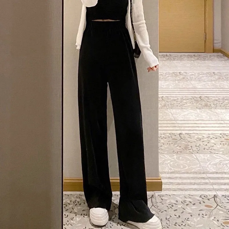 Women's Fashion Slimming Top High-waisted Suit - Black Wideleg Pants