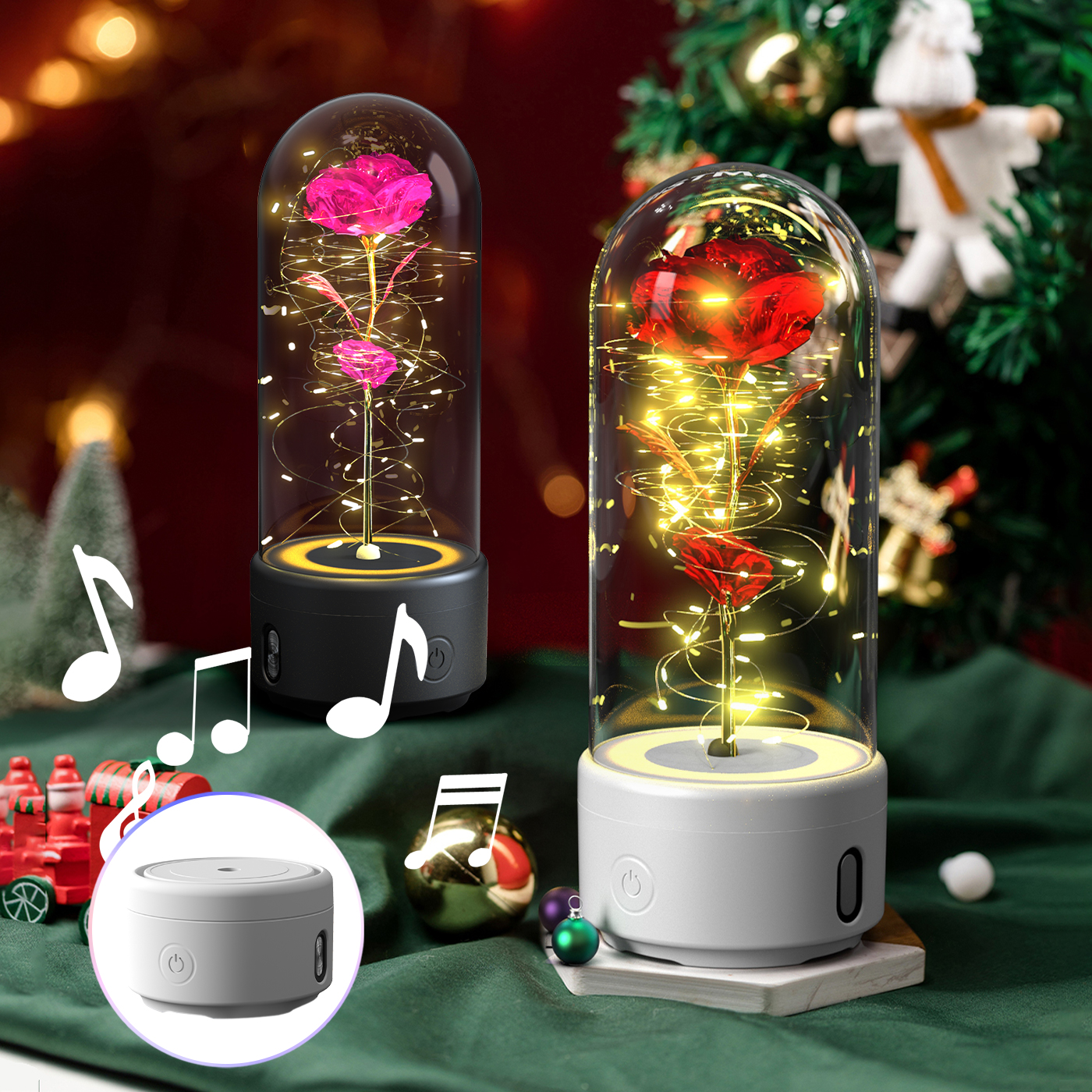 Creative 2 In 1 Rose Flowers LED Light And Bluetooth-compatible Speaker ...