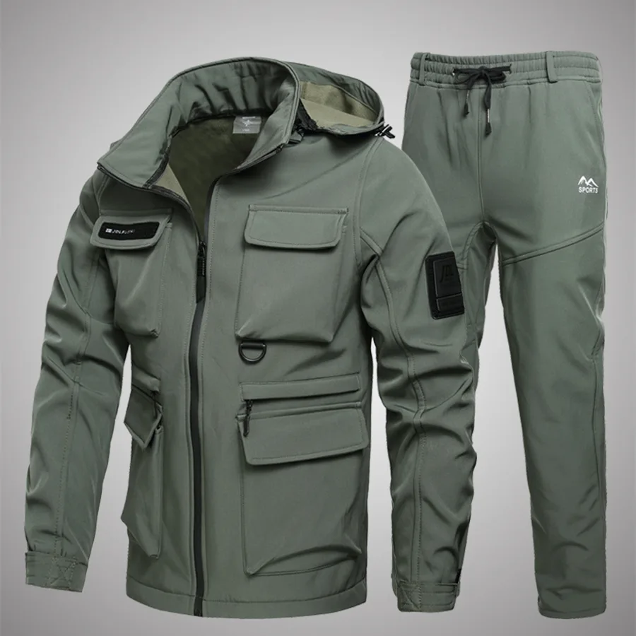 Fleece-lined Work Clothes Suit Men's Waterproof Labor Protection Clothing