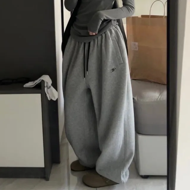 American Winter Fleece lined Snow Heavy Loose Leggings Mop Lazy Sports Pants Gray - Shop at LoveMi