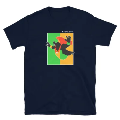 European And American Digital Printing Casual Round Neck Short Sleeves T shirt Navy Blue - Shop at LoveMi