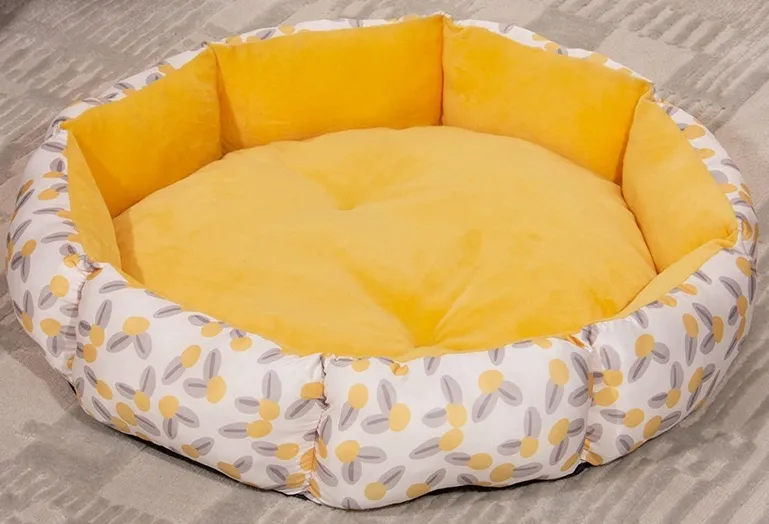 Octagonal Cage Pet Bed Universal Fleece Lining - Yellow