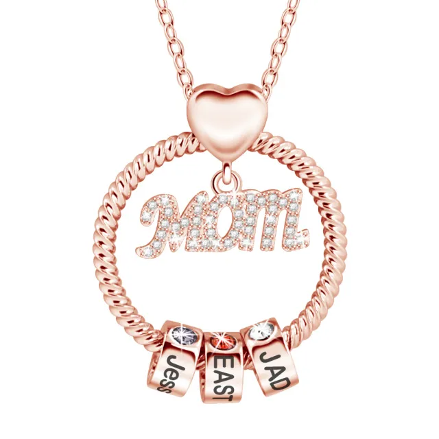 Engraved Diamond 12 Birthday Stone Necklace For Women Rose Gold - Shop at LoveMi