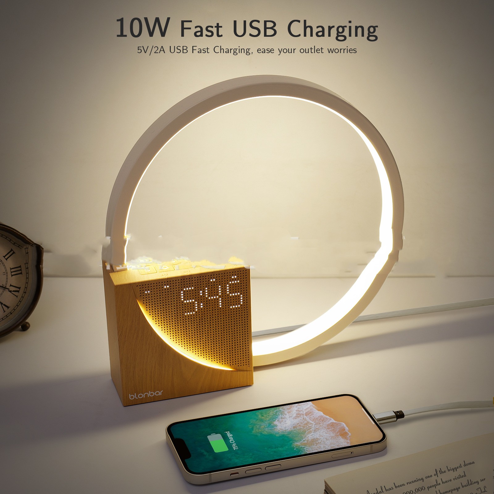 Bedside lamp touch table lamp with natural sounds desk lamp with alarm