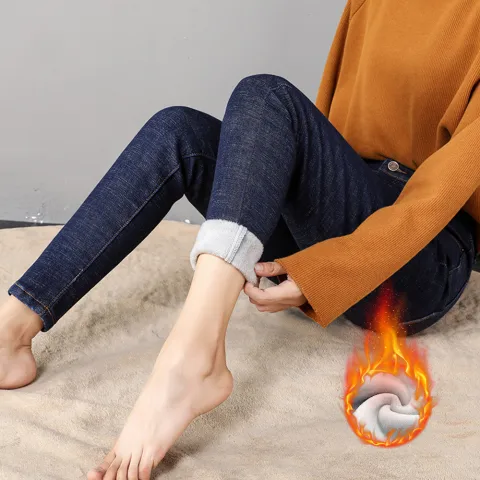Women Thermal Jeans Winter Snow Warm Plush Stretch Lady