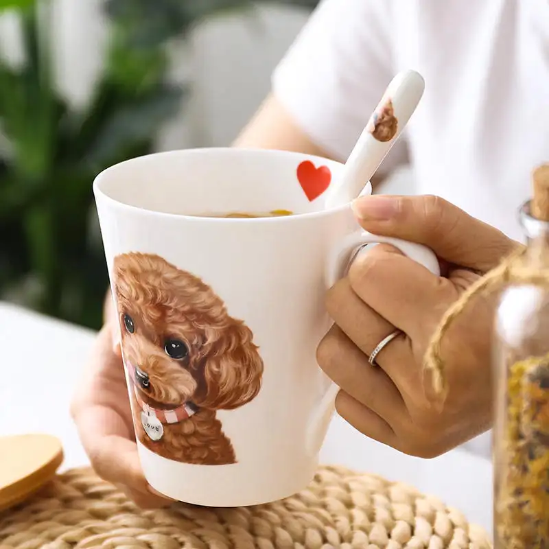 Dog Cute Pet Ceramic Water Cup