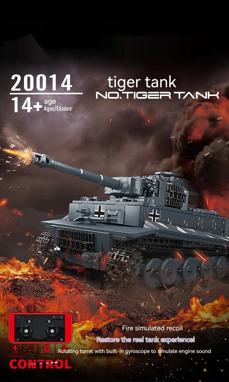 Tiger Tank Model Electric Remote Control Children's Puzzle DIY Assembled Building Block Toys