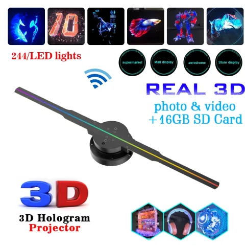 Led Luminous Sign Light Holographic Projector Diy Fan Screen