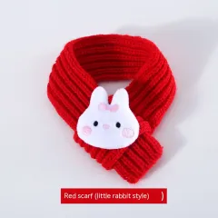 Pet Cat Small And Medium Size Felt Rabbit Ears Beret Rabbit Headwear Warm Hat - Red Rabbit Scarf S 36Cm - View 1