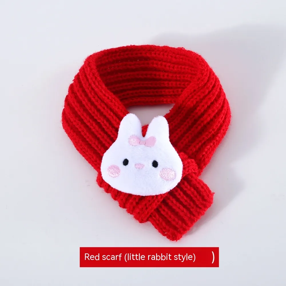 Pet Cat Small And Medium Size Felt Rabbit Ears Beret Rabbit Headwear Warm Hat - Red Rabbit Scarf S 36Cm