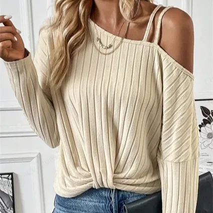 Women's Lace Patchwork Off Shoulder Top Apricot - Shop at LoveMi
