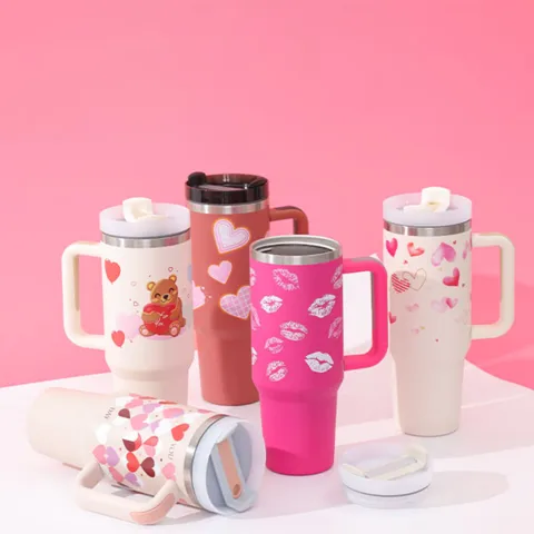 40 Oz Tumbler with Handle Straw Insulated