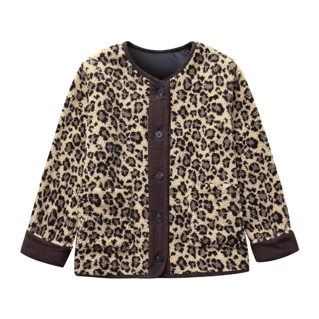 Women's Winter Leopard Print Casual Loose Jacket - Leopard Print