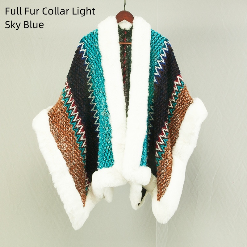 Full Fur Collar Light Sky Blue