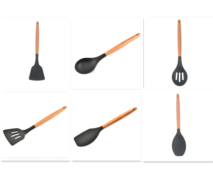 9-piece set of wooden handle kitchenware