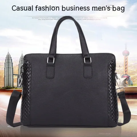 Men's Briefcase Genuine Leather 14-inch Laptop Bag Horizontal Cowhide