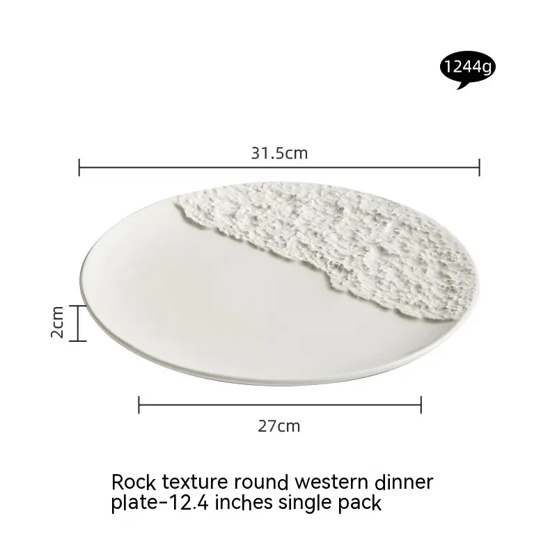 Creative Ceramic Western Pure White Rock Texture Plate