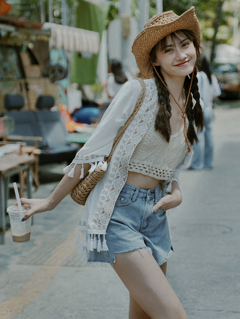 Ethnic Style Embroidered Sun Protection Shirt For Beach Outfits