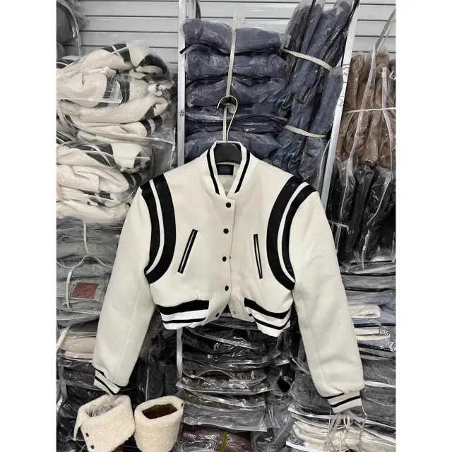 Cotton Baseball Jacket Short Women's White - Shop at LoveMi