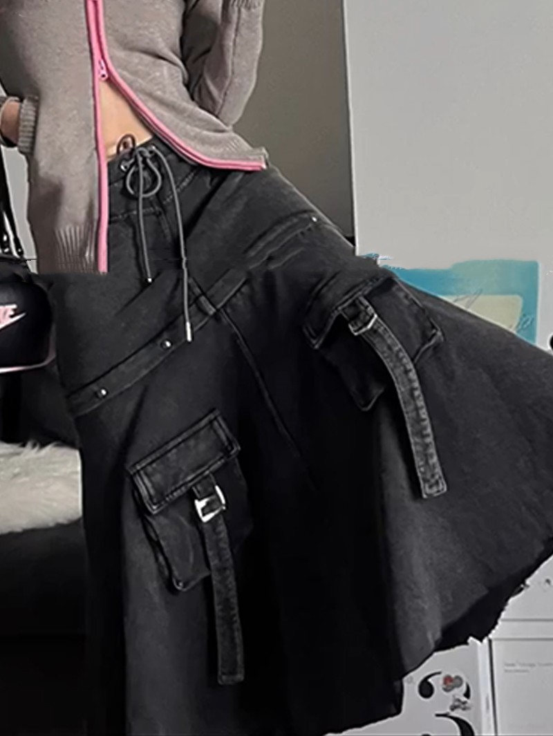 Denim Pleated Skirt For Women's Autumn And Winter Design