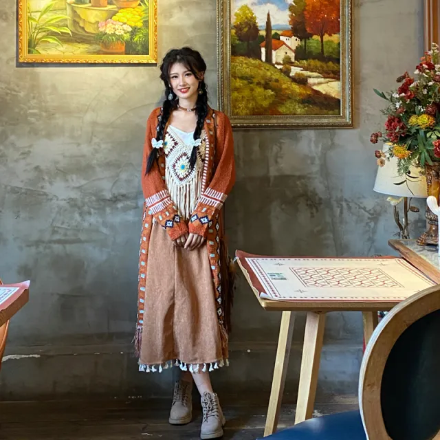 Retro Sweater Cardigan Jacket For Women Orange - Shop at LoveMi