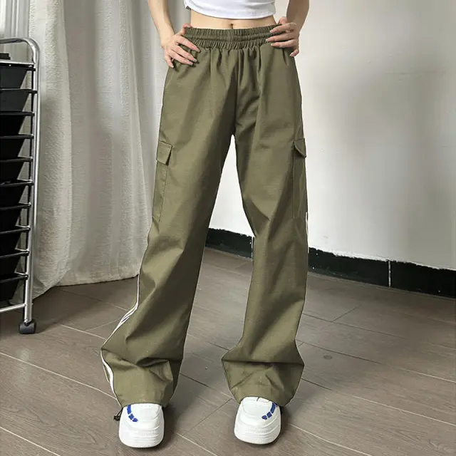 Elastic High Waisted Drawstring Casual Pants For Women Army Green - Shop at LoveMi