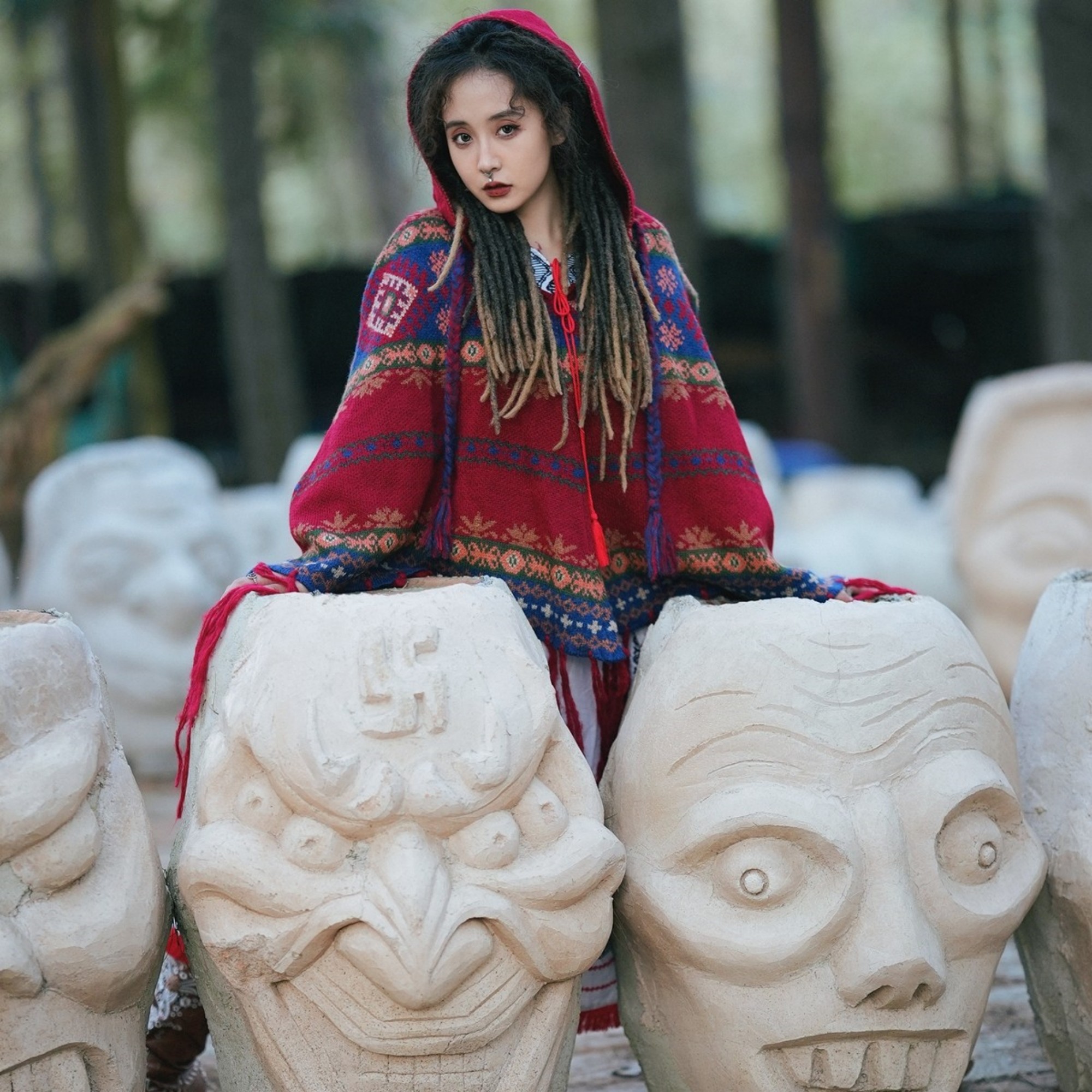 Hooded Top With Warm Shawl