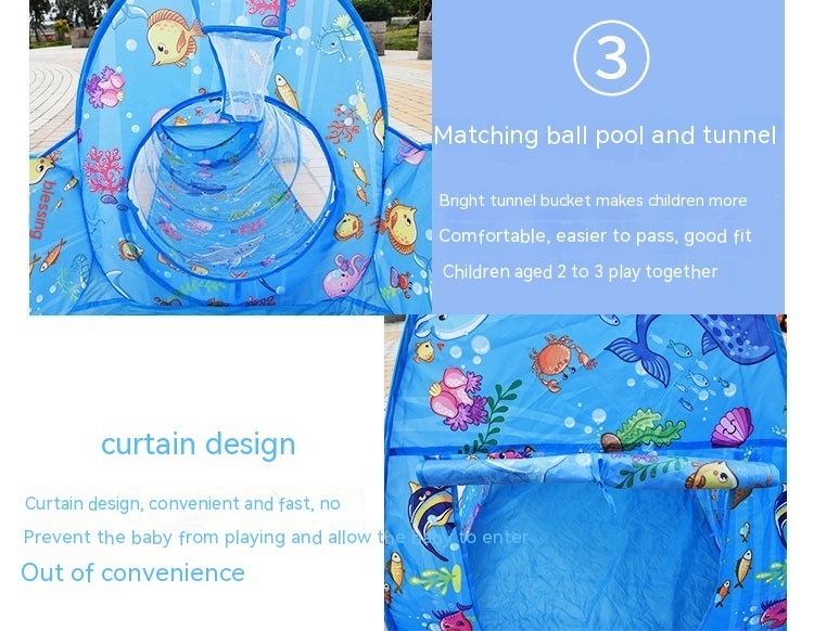 Underwater World Children’s Tent Three-piece Marine Cartoon Ball Pool Tunnel Three-in-one Children’s Tent