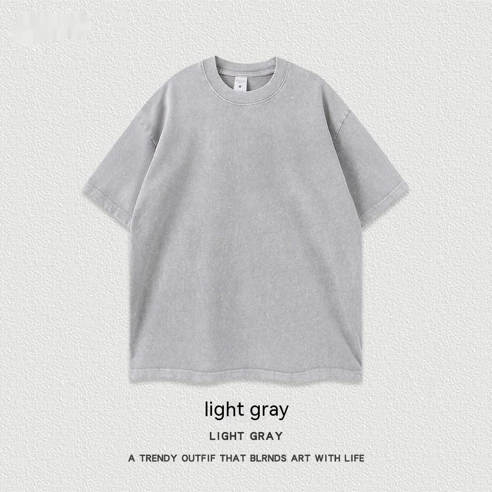 Women's American-style Distressed Linen Cotton Short Sleeve - Gray