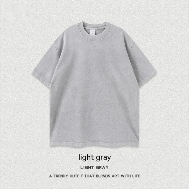 Women's American style Distressed Linen Cotton Short Sleeve Gray - Shop at LoveMi