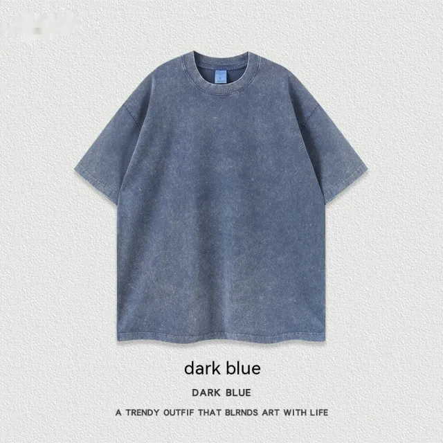 Women's American style Distressed Linen Cotton Short Sleeve Blue - Shop at LoveMi