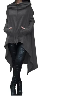 Loose And Loose Hooded Women In The U.S. And Europe For The Fall And Winter Of Grey - Shop at LoveMi