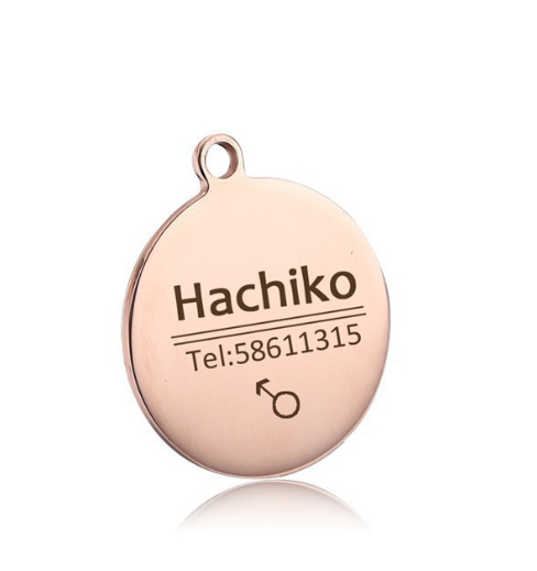 Print on Demand Pet Titanium Steel Tag Engrave Dog Name, Phone Number, Address, Photo Round Rose Gold - Shop at LoveMi