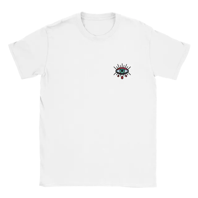 Men's 3D Eyes Digital Printing Casual Round Neck Short Sleeves White - Shop at LoveMi