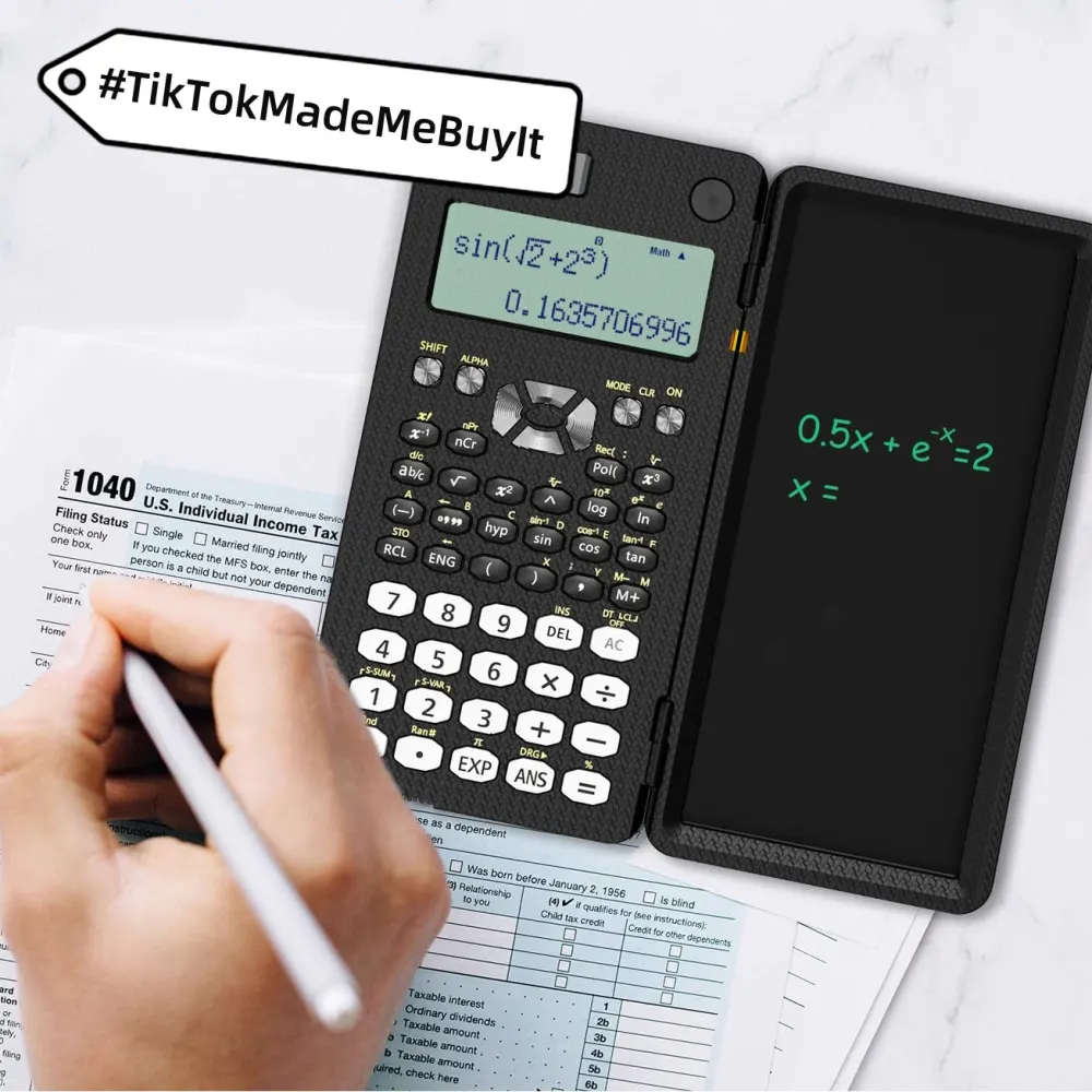 2 in 1 Foldable Scientific Calculators Handwriting Tablet Learning