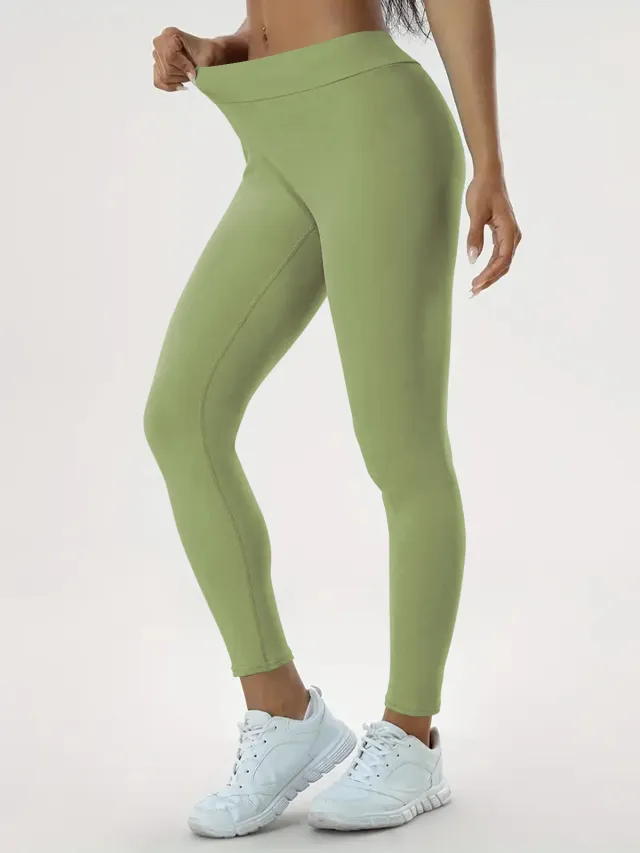 Women's Yoga Pants High Waist Lift High Elastic Tight Fitness Trousers Army Green - Shop at LoveMi