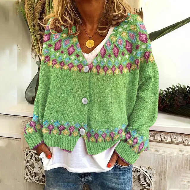 Abstract Printed Casual Cape Jacket Cardigan Sweater 1 Style - Shop at LoveMi