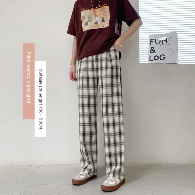 Plaid Pants Women's Spring And Autumn Thin Black - Shop at LoveMi