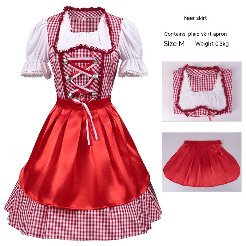 Beer Skirt Red Plaid Red Apron