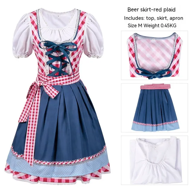 Suspender Suit Bavarian Women's Clothing Beer Skirt Red Plaid - Shop at LoveMi