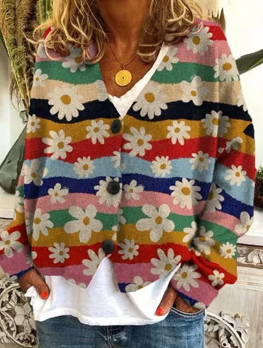 Christmas Abstract Printing Cloak Coat Cardigan Sweater - 13Style