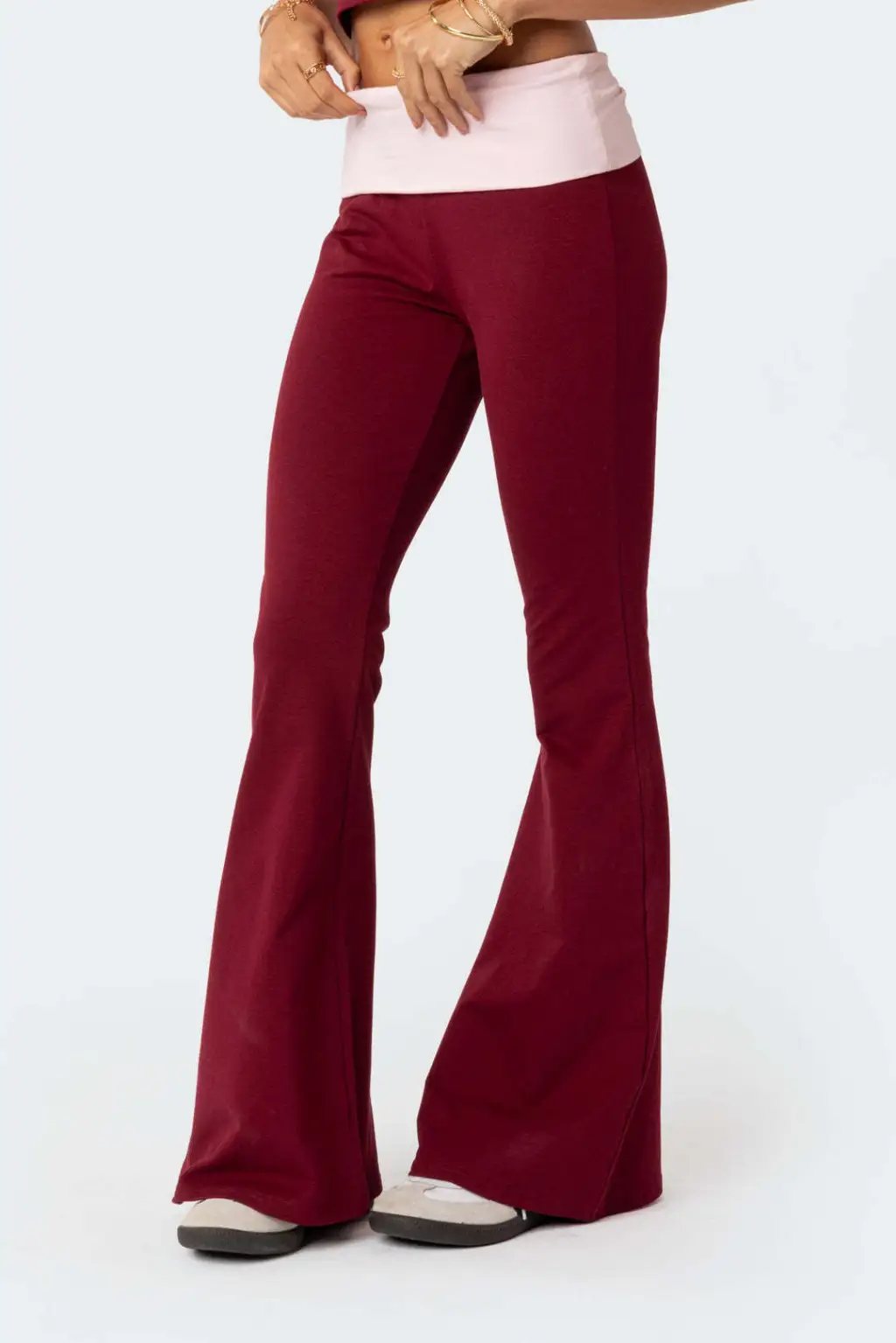 Slim-fit Slimming Anti-waist Low Waist Bell-bottom Pants - Wine Red