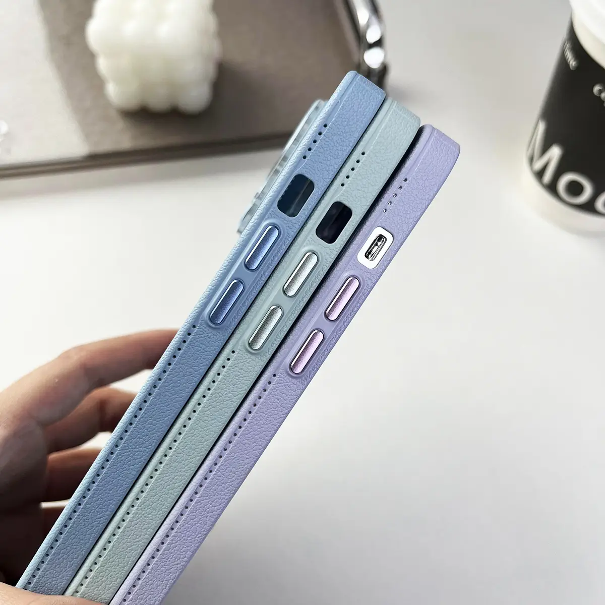 Solid Color Lychee Pattern Phone Case
