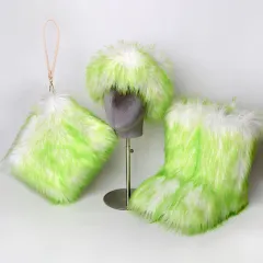Fur Boots Velvet Padded Plus Size Imitation Fox Fur Fur Women's Snow Boots Three-piece Set - 26Thin Hair Color - View 1