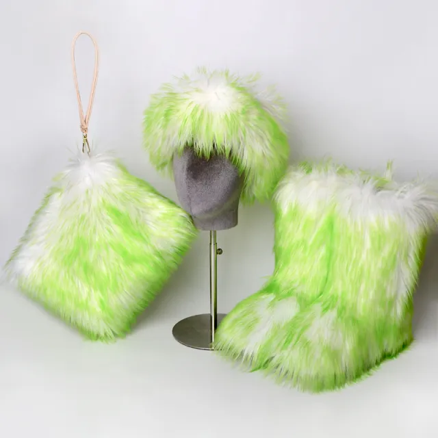 Fur Boots Velvet Padded Plus Size Imitation Fox Fur Fur Women's Snow Boots Three piece Set 26Thin Hair Color 40 - Shop at LoveMi