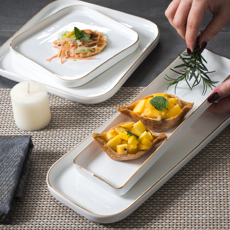 Nordic Gilt Edged Ceramic Western Dish